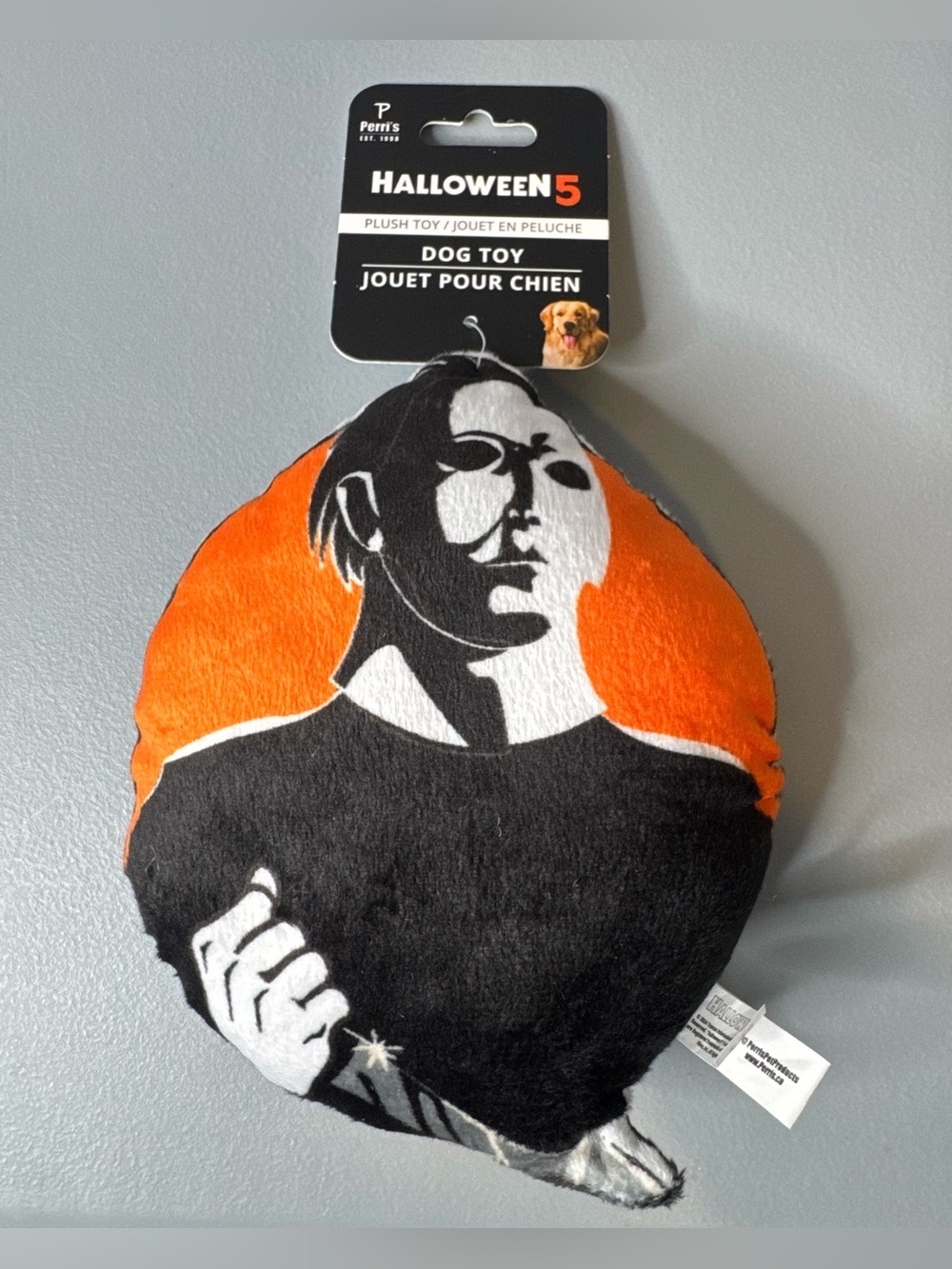 Halloween 5 Michael Myers’s Plush Dog Toy - Orange & Black squeaker